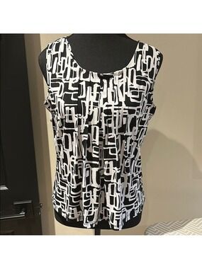 Calvin Klein Black and White Graphic Fitted Tank Top